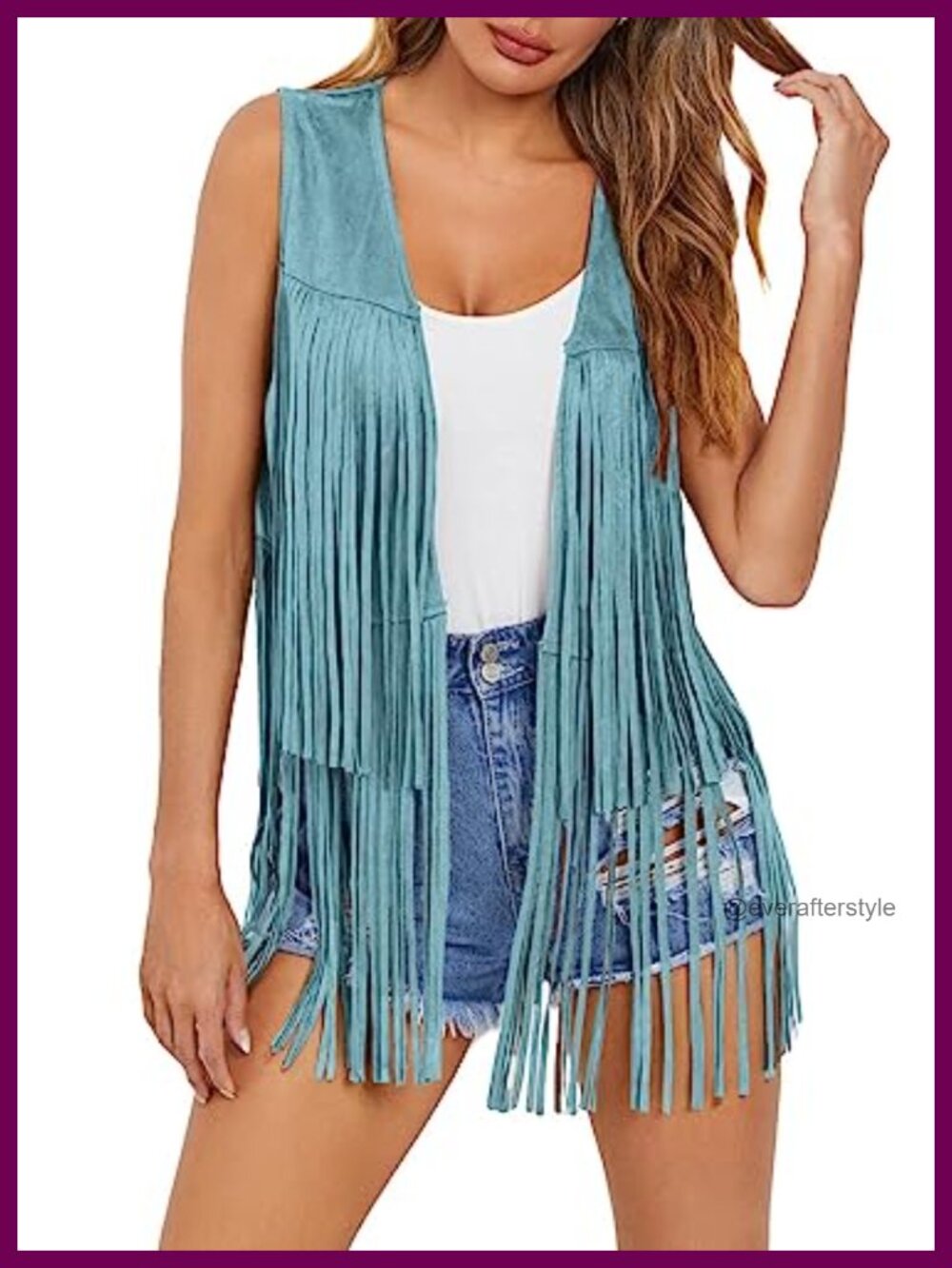 Fringe Vest 70s Hippie Sleeveless Faux Suede Tassel Western Cowgirl